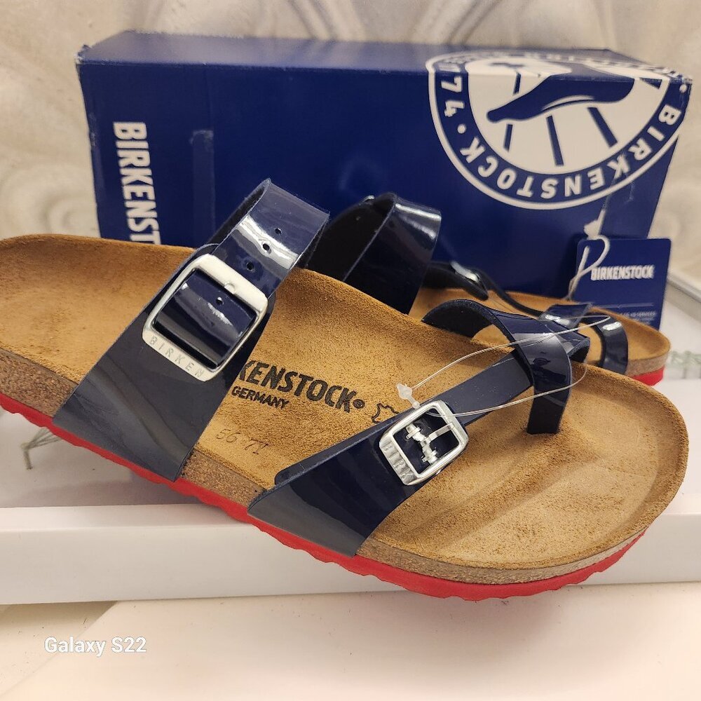 Birkenstock Navy and Red Sandals